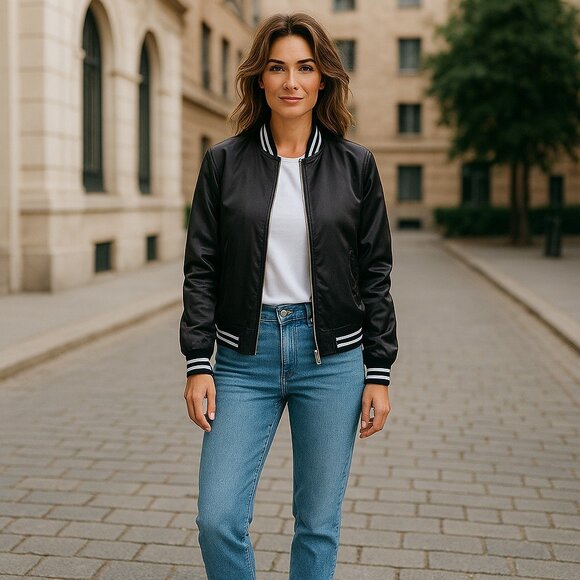 Satin Bomber Jacket NWOT - Picture 2 of 8